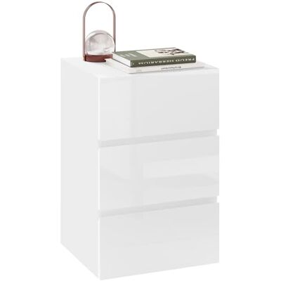 EUGAD Table de chevet blanche brillante avec 3 tiroirs, largeur 40 cm 3 tiroirs ; 40 x 35 x 62 cm ; pour chambre à coucher et salon EUGAD Table de chevet blanche brillante avec 3 tiroirs, largeur 40 cm 3 tiroirs ; 40 x 35 x 62 cm ; pour chambre à coucher et salon