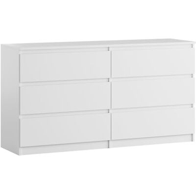 YUMEBLY Commode avec 6 tiroirs Blanc 140 cm Idéal pour chambre, salon, chambre d'enfant et bureau Grand meuble à chaussures polyvalent 140x75x40 cm YUMEBLY Commode avec 6 tiroirs Blanc 140 cm Idéal pour chambre, salon, chambre d'enfant et bureau Grand meuble à chaussures polyvalent 140x75x40 cm