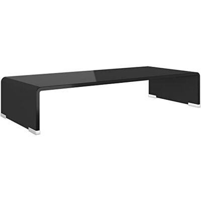 vidaXL Support TV/Moniteur en Verre Noir - Support TV/Moniteur vidaXL Support TV/Moniteur en Verre Noir - Support TV/Moniteur