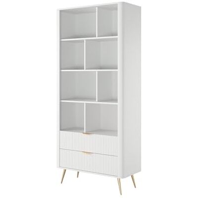 FURNLUX Vitrine LANTE, blanche et dorée, 88 x 38 x 194 cm, 75 kg, moderne, classique, montage nécessaire, rectangulaire, avec instructions de montage (français non garanti) FURNLUX Vitrine LANTE, blanche et dorée, 88 x 38 x 194 cm, 75 kg, moderne, classique, montage nécessaire, rectangulaire, avec instructions de montage (français non garanti)