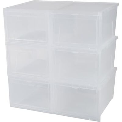 Iris Ohyama , Lot 6 boîtes à chaussures, rangement, Couvercle rabattable, transparent, empilable, chambre, salon Drop Front Shoe Box EUNS Transparent Iris Ohyama , Lot 6 boîtes à chaussures, rangement, Couvercle rabattable, transparent, empilable, chambre, salon Drop Front Shoe Box EUNS Transparent