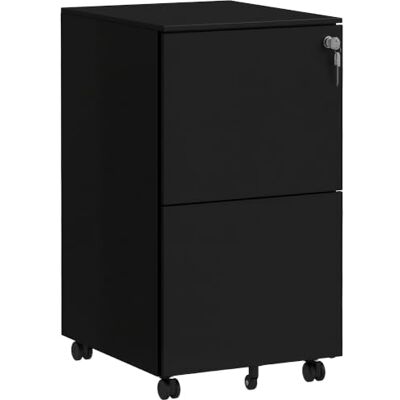 Vinsetto Classeur 2 tiroirs avec serrure, 5 roues, format légal, Noir Classeur mobile en acier, corps pré-assemblé, format A4/Letter Vinsetto Classeur 2 tiroirs avec serrure, 5 roues, format légal, Noir Classeur mobile en acier, corps pré-assemblé, format A4/Letter