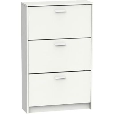 PEGANE Meuble à Chaussures de 3 Portes, 18 Paires Coloris Blanc Longueur 74 x Profondeur 25 x Hauteur 119,5 cm PEGANE Meuble à Chaussures de 3 Portes, 18 Paires Coloris Blanc Longueur 74 x Profondeur 25 x Hauteur 119,5 cm