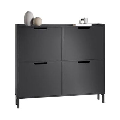 SoBuy Meuble Chaussure 4 Abattants Meuble à Chaussures d’Entree Armoire à Chaussures Rangement Chaussures Compact Range Chaussures Étroit pour Petite Entrée ou Couloir L100xP19xH91cm Noir FSR100-SCH SoBuy Meuble Chaussure 4 Abattants Meuble à Chaussures d’Entree Armoire à Chaussures Rangement Chaussures Compact Range Chaussures Étroit pour Petite Entrée ou Couloir L100xP19xH91cm Noir FSR100-SCH