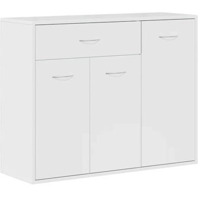 vidaXL Buffet, Meuble de Rangement avec Tiroir, Armoire de Rangement, Organisateur Salon Salle de Séjour Intérieur, Blanc Brillant Bois d’Ingénierie vidaXL Buffet, Meuble de Rangement avec Tiroir, Armoire de Rangement, Organisateur Salon Salle de Séjour Intérieur, Blanc Brillant Bois d’Ingénierie
