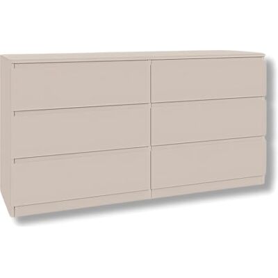 YUMEBLY Commode avec 6 tiroirs Kashmir 140 cm Idéale pour chambre, salon, chambre d’enfant et bureau Grande commode spacieuse 140x75x40 cm YUMEBLY Commode avec 6 tiroirs Kashmir 140 cm Idéale pour chambre, salon, chambre d’enfant et bureau Grande commode spacieuse 140x75x40 cm