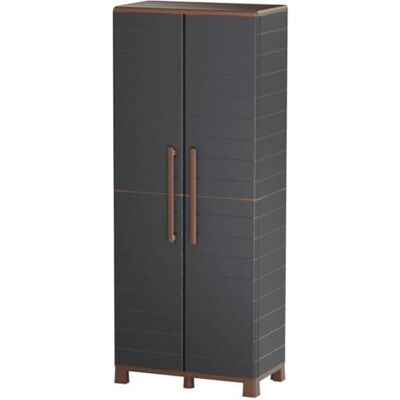 ART Armoire de rangement (2 portes, 3 étagères réglables, 70 x 39 x 165 cm), couleur grise ART Armoire de rangement (2 portes, 3 étagères réglables, 70 x 39 x 165 cm), couleur grise