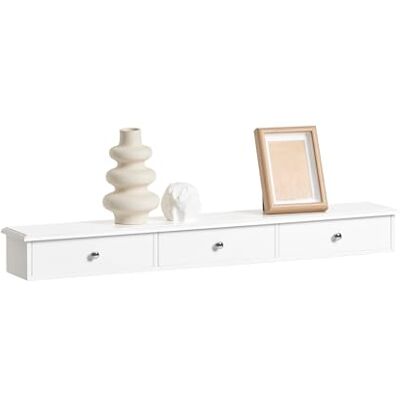 SoBuy FRG43-L-W Étagère flottante avec 3 tiroirs – Étagère murale moderne pour chambre à coucher, couloir et salon, blanc, 94 x 15 x 10 cm (l x P x H) SoBuy FRG43-L-W Étagère flottante avec 3 tiroirs – Étagère murale moderne pour chambre à coucher, couloir et salon, blanc, 94 x 15 x 10 cm (l x P x H)