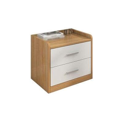 QINGGANG-0224 table de chevet pour chambre à coucher Table de chevet en blanc + classeur couleur bois avec deux tiroirs, armoire rangement massif for salon, chambre, salle d'étude QINGGANG-0224 table de chevet pour chambre à coucher Table de chevet en blanc + classeur couleur bois avec deux tiroirs, armoire rangement massif for salon, chambre, salle d'étude