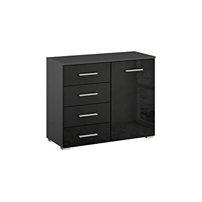 RAUCH Möbel Base Commode en métal gris effet brillant 1 porte 4 tiroirs 80 x 68 x 40 cm RAUCH Möbel Base Commode en métal gris effet brillant 1 porte 4 tiroirs 80 x 68 x 40 cm