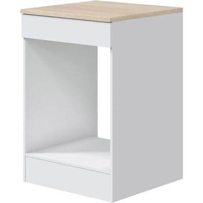 PEGANE Meuble Bas de Cuisine pour Four Coloris Blanc Brillant/chêne Canadien Hauteur 90 x Longueur 60 x Profondeur 60 cm PEGANE Meuble Bas de Cuisine pour Four Coloris Blanc Brillant/chêne Canadien Hauteur 90 x Longueur 60 x Profondeur 60 cm