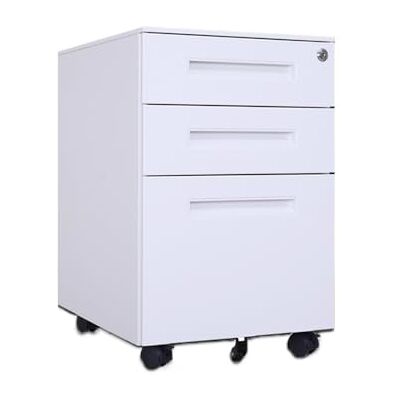 CFY652 Multifonctionnel Classeur mobile en acier coloré sous le bureau, meuble de rangement épais à trois tiroirs avec roulettes Classeur Mobile(Blanc) CFY652 Multifonctionnel Classeur mobile en acier coloré sous le bureau, meuble de rangement épais à trois tiroirs avec roulettes Classeur Mobile(Blanc)
