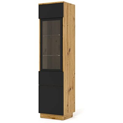 BIM Furniture Aura Vitrine Aura Armoire suspendue ou vitrine sur pied Armoire de salon 33 x 37 x 150 cm Moderne Espace de rangement Chêne artisan/noir mat BIM Furniture Aura Vitrine Aura Armoire suspendue ou vitrine sur pied Armoire de salon 33 x 37 x 150 cm Moderne Espace de rangement Chêne artisan/noir mat