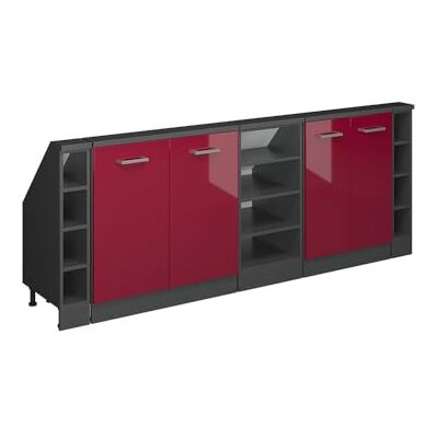Vicco Meuble sous pente "R-Line", Rouge brillant, 210cm 5 Modules · Profondeur 46 cm · Pieds réglables en hauteur · 4 Portes · Librement combinable Vicco Meuble sous pente "R-Line", Rouge brillant, 210cm 5 Modules · Profondeur 46 cm · Pieds réglables en hauteur · 4 Portes · Librement combinable