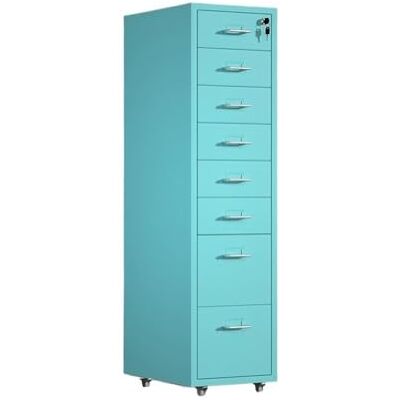 YHxFlux Armoire de bureau Organisateur de données fichiers en métal, armoire rangement bureau multifonctionnelle, à tiroirs grande capacité 8 niveaux avec serrure Rangement(Blue) YHxFlux Armoire de bureau Organisateur de données fichiers en métal, armoire rangement bureau multifonctionnelle, à tiroirs grande capacité 8 niveaux avec serrure Rangement(Blue)