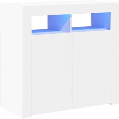 vidaXL Buffet avec Lumières LED, Meuble de Rangement, Armoire de Rangement, Organisateur de Salon Salle de Séjour Intérieur, Blanc vidaXL Buffet avec Lumières LED, Meuble de Rangement, Armoire de Rangement, Organisateur de Salon Salle de Séjour Intérieur, Blanc