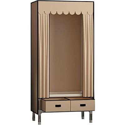 CZAOERXB Armoire, étagère portable en toile, armoire en tissu avec rail de suspension et 3 tiroirs, organiseur de rangement pour vêtements pour chambre à coucher, marron, 70 x 45 x 168 cm CZAOERXB Armoire, étagère portable en toile, armoire en tissu avec rail de suspension et 3 tiroirs, organiseur de rangement pour vêtements pour chambre à coucher, marron, 70 x 45 x 168 cm