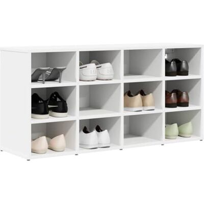 vidaXL Cabinet à chaussures Blanc 103 x 30 x 51 cm Bois d'ingénierie, Meuble à chaussures rectangulaire moderne, rangement pratique, organisateur intérieur, style minimaliste pour l'entrée vidaXL Cabinet à chaussures Blanc 103 x 30 x 51 cm Bois d'ingénierie, Meuble à chaussures rectangulaire moderne, rangement pratique, organisateur intérieur, style minimaliste pour l'entrée