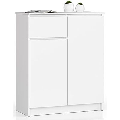 AKORD K80 2D1SZ Commode avec 2 portes et 1 tiroir, pour le salon, la chambre, le bureau, design fonctionnel moderne, 80 x 99 x 40 cm, poids : 34 kg, blanche AKORD K80 2D1SZ Commode avec 2 portes et 1 tiroir, pour le salon, la chambre, le bureau, design fonctionnel moderne, 80 x 99 x 40 cm, poids : 34 kg, blanche