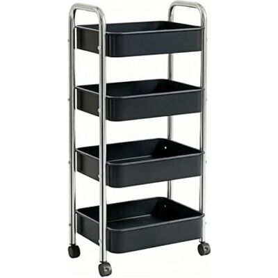 ZYYANSHOP Chariot de rangement de cuisine Chariot utilitaire roulant à 4 niveaux, organisateur de support rangement Mobile for cuisine et salon(Noir,Grand) ZYYANSHOP Chariot de rangement de cuisine Chariot utilitaire roulant à 4 niveaux, organisateur de support rangement Mobile for cuisine et salon(Noir,Grand)