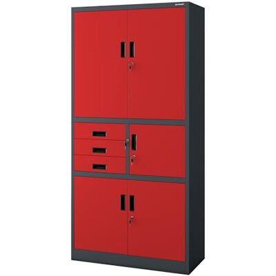 Jan Nowak Armoire de bureau métallique avec coffre fort à code tiroirs verrouillable armoire à dossiers meuble de rangement documents classeurs acier pour bureau 185 x 90 x 40 cm Jan Nowak Armoire de bureau métallique avec coffre fort à code tiroirs verrouillable armoire à dossiers meuble de rangement documents classeurs acier pour bureau 185 x 90 x 40 cm