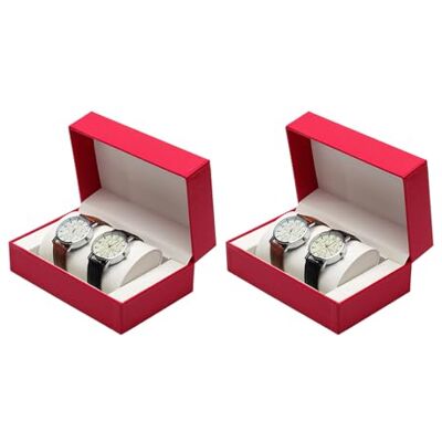 SHYYOULQE Boîte de rangement en polyuréthane pour montres Double couche Avec compartiments de protection Avec doublure douce SHYYOULQE Boîte de rangement en polyuréthane pour montres Double couche Avec compartiments de protection Avec doublure douce