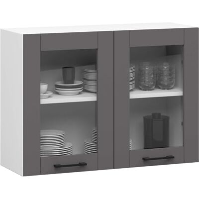 AKORD OLIWIA Armoire suspendue 80 cm avec verre suspendu, 2 étagères et 2 portes, meuble de cuisine encastré, meuble de cuisine, meuble haut, armoire de cuisine, l 80 x H 58 x P 30,5 cm, blanc et gris AKORD OLIWIA Armoire suspendue 80 cm avec verre suspendu, 2 étagères et 2 portes, meuble de cuisine encastré, meuble de cuisine, meuble haut, armoire de cuisine, l 80 x H 58 x P 30,5 cm, blanc et gris