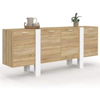 IDMarket Buffet Enfilade 200 cm Phoenix XXL 4 Portes Bois et Blanc IDMarket Buffet Enfilade 200 cm Phoenix XXL 4 Portes Bois et Blanc