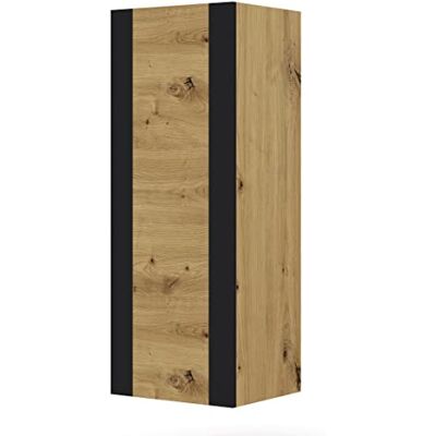BIM Furniture Vitrine Suspendue Meuble de Rangement Mural Salon Moderne avec 3 Étagères Gain de Place pour Séjour & Couloir en Chêne Artisan avec Lattes Noires Élégantes 48x40x125cm BIM Furniture Vitrine Suspendue Meuble de Rangement Mural Salon Moderne avec 3 Étagères Gain de Place pour Séjour & Couloir en Chêne Artisan avec Lattes Noires Élégantes 48x40x125cm
