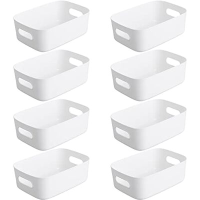 Bgfuni Lot de 8 Panier de Rangement en Plastique Blanc, Panier avec Anse pour Placards Empilables, Cuisine, Chambre,Salle de bain,Bureau,20x14 x7.5cm(Blanc) Bgfuni Lot de 8 Panier de Rangement en Plastique Blanc, Panier avec Anse pour Placards Empilables, Cuisine, Chambre,Salle de bain,Bureau,20x14 x7.5cm(Blanc)