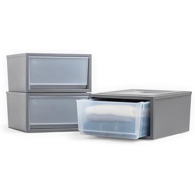 Iris Ohyama , Tiroirs en Plastique Empilables pour Vêtements, Chemises, 32L, Set de 3, Medium, Gris foncé, Tiroir Facile à Ouvrir, pour Placard, Chambre, Entrée, Sans BPA, Organisateur, Tour, BC-NS-500 Iris Ohyama , Tiroirs en Plastique Empilables pour Vêtements, Chemises, 32L, Set de 3, Medium, Gris foncé, Tiroir Facile à Ouvrir, pour Placard, Chambre, Entrée, Sans BPA, Organisateur, Tour, BC-NS-500