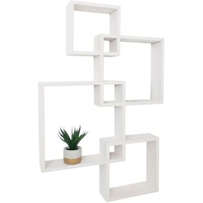 Mendler HWC-P23 Étagère murale flottante FSC® Blanc Décoration murale, étagère suspendue, étagère cubique, étagère design, 4 étagères Mendler HWC-P23 Étagère murale flottante FSC® Blanc Décoration murale, étagère suspendue, étagère cubique, étagère design, 4 étagères