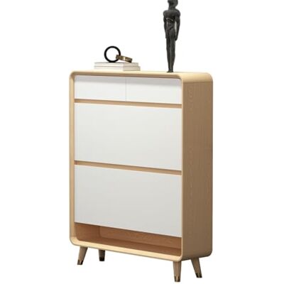 QYMYOZ Meuble de rangement à chaussures avec 2 tiroirs, organiseur vertical de style rustique pour placard, porte, garage, salon, solution d'économie d'espace QYMYOZ Meuble de rangement à chaussures avec 2 tiroirs, organiseur vertical de style rustique pour placard, porte, garage, salon, solution d'économie d'espace