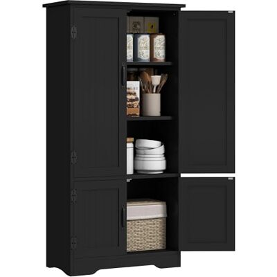 HOMCOM Buffet de Cuisine Armoire de Cuisine contemporaine Multi-rangements 2 placards 3 étagères MDF Panneaux Particules Noir HOMCOM Buffet de Cuisine Armoire de Cuisine contemporaine Multi-rangements 2 placards 3 étagères MDF Panneaux Particules Noir