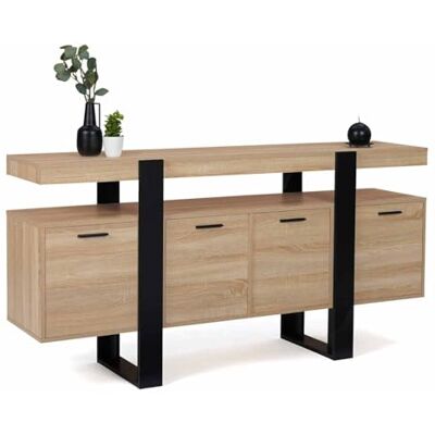 IDMARKET Phoenix XXL Buffet - 4 portes, bois, noir - 160cm IDMARKET Phoenix XXL Buffet - 4 portes, bois, noir - 160cm