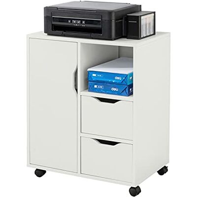 SoBuy Meuble Imprimante sur Roulettes Caisson de Bureau Mobile avec 2 Tiroirs, 1 Compartiment Ouvert et 1 Meuble Bureau Rangement Chariot Amovible pour Dossiers Blanc 60×35×70 cm FBT105-W SoBuy Meuble Imprimante sur Roulettes Caisson de Bureau Mobile avec 2 Tiroirs, 1 Compartiment Ouvert et 1 Meuble Bureau Rangement Chariot Amovible pour Dossiers Blanc 60×35×70 cm FBT105-W