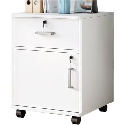 METTEOR Cabinet de documents de bureau Armoire en bois avec un tiroir et une porte de rangement Cabinet de dossier avec serrure de rangement, petite armoire latérale avec k METTEOR Cabinet de documents de bureau Armoire en bois avec un tiroir et une porte de rangement Cabinet de dossier avec serrure de rangement, petite armoire latérale avec k