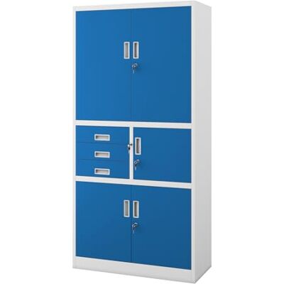 Jan Nowak Armoire de bureau métallique avec coffre fort à code tiroirs verrouillable armoire à dossiers meuble de rangement documents classeurs acier pour bureau 185 x 90 x 40 cm Jan Nowak Armoire de bureau métallique avec coffre fort à code tiroirs verrouillable armoire à dossiers meuble de rangement documents classeurs acier pour bureau 185 x 90 x 40 cm