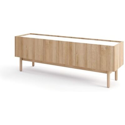 Komodee Banc TV, Revelstoke TV144, Chêne Riviera, Marbre Blanc, Largeur 144 cm, Hauteur 48 cm, Profondeur 37 cm Komodee Banc TV, Revelstoke TV144, Chêne Riviera, Marbre Blanc, Largeur 144 cm, Hauteur 48 cm, Profondeur 37 cm