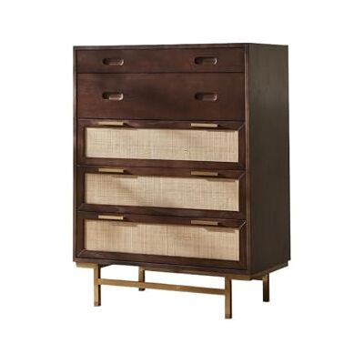 SONGYL-20249 Commode de rangement Tiroirs de coiffeuse, armoires rangement, bande passante et poignée en métal côté indépendant for chambres salons(Brown) SONGYL-20249 Commode de rangement Tiroirs de coiffeuse, armoires rangement, bande passante et poignée en métal côté indépendant for chambres salons(Brown)
