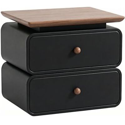 L8p2B5s7 Table de chevet Table de chevet à deux tiroirs avec boutons ronds, dessus en bois for le rangement la chambre coucher(Noir,Moyen) L8p2B5s7 Table de chevet Table de chevet à deux tiroirs avec boutons ronds, dessus en bois for le rangement la chambre coucher(Noir,Moyen)