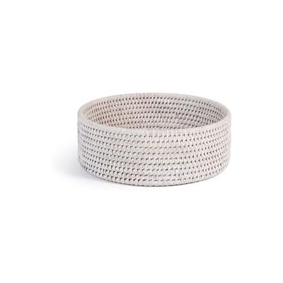 H&H Panier en rotin blanc, 22 x H 7 cm H&H Panier en rotin blanc, 22 x H 7 cm
