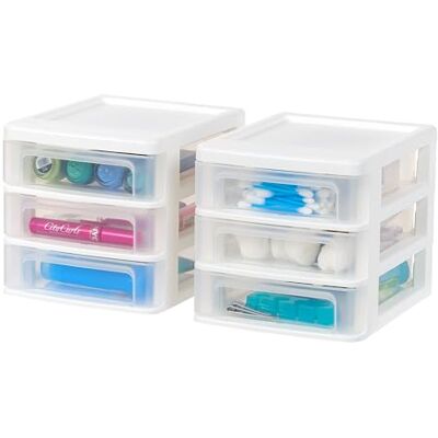 Iris Ohyama , Tour de Rangement Plastique, 3 Petits Tiroirs, Lot de 2, Blanc, Ouverture Facile, Format A5, Meuble, Organisateur, pour Bureau, Fournitures Scolaires, Papeterie, sans BPA, CDD-XS3 Iris Ohyama , Tour de Rangement Plastique, 3 Petits Tiroirs, Lot de 2, Blanc, Ouverture Facile, Format A5, Meuble, Organisateur, pour Bureau, Fournitures Scolaires, Papeterie, sans BPA, CDD-XS3