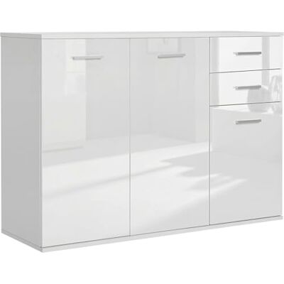 HOMCOM Buffet Meuble de Rangement 2 tiroirs coulissants 2 placards étagère réglable Panneaux Particules Blanc HOMCOM Buffet Meuble de Rangement 2 tiroirs coulissants 2 placards étagère réglable Panneaux Particules Blanc