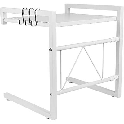 LANTUS Étagère extensible pour four à Micro ondes avec Crochets de Suspension Support à micro-ondes Organisateur de Rangement de Cuisine-42 cm (40-65 cm) blanc LANTUS Étagère extensible pour four à Micro ondes avec Crochets de Suspension Support à micro-ondes Organisateur de Rangement de Cuisine-42 cm (40-65 cm) blanc