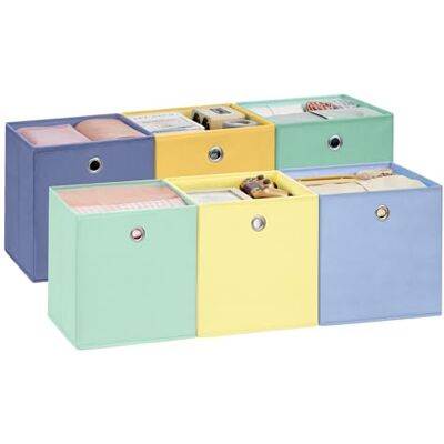 SONGMICS Boîte de Rangement, Lot de 6, Inodore, Panier, Coffre Pliable, Bac, 30 x 30 x 30 cm, en Tissu, pour Étagère Cubique, Organisateur Coloré, pour Chambre, Salon RFB230XA08 SONGMICS Boîte de Rangement, Lot de 6, Inodore, Panier, Coffre Pliable, Bac, 30 x 30 x 30 cm, en Tissu, pour Étagère Cubique, Organisateur Coloré, pour Chambre, Salon RFB230XA08