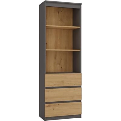 CDF Bibliothèque RS-60 Olimp Couleur : anthracite/chêne Artisan pour Bureau, salle d'étude Moderne Étagère pour livres et jouets Idéal pour chambre d'enfant, adolescent CDF Bibliothèque RS-60 Olimp Couleur : anthracite/chêne Artisan pour Bureau, salle d'étude Moderne Étagère pour livres et jouets Idéal pour chambre d'enfant, adolescent