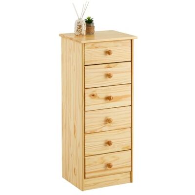 IDIMEX Commode Rondo Buffet à 6 tiroirs en pin massif laqué naturel IDIMEX Commode Rondo Buffet à 6 tiroirs en pin massif laqué naturel