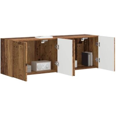 vidaXL Meuble TV mural 2 pcs Bois Ancien 59,5 x 31 x 40 cm, Organisateur moderne pour salon, rangement mural, centre de divertissement robuste, étagères flottantes design et spacieuses vidaXL Meuble TV mural 2 pcs Bois Ancien 59,5 x 31 x 40 cm, Organisateur moderne pour salon, rangement mural, centre de divertissement robuste, étagères flottantes design et spacieuses