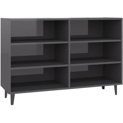 vidaXL Buffet, Armoire avec 6 Étagères, Meuble de Rangement, Organisateur de Salle de Séjour Salon, Industriel, Gris Brillant Bois d'Ingénierie vidaXL Buffet, Armoire avec 6 Étagères, Meuble de Rangement, Organisateur de Salle de Séjour Salon, Industriel, Gris Brillant Bois d'Ingénierie